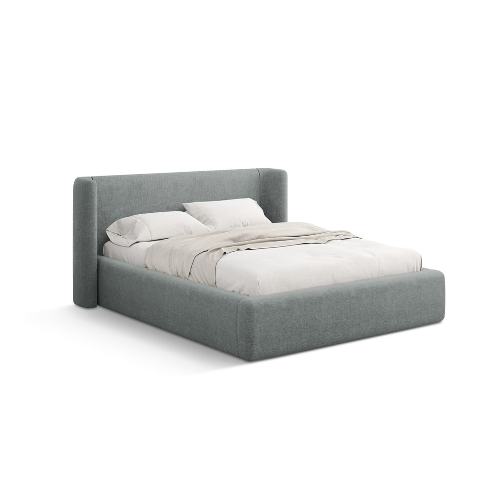 Sötétszürke kárpitozott ágyneműtartós franciaágy ágyráccsal 200x200 cm Jason – Windsor & Co Sofas