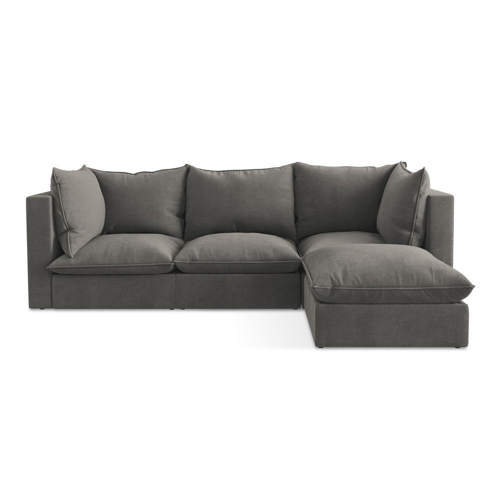 Sötétszürke sarokkanapé (jobb oldali-heverő résszel) Manao – Makamii