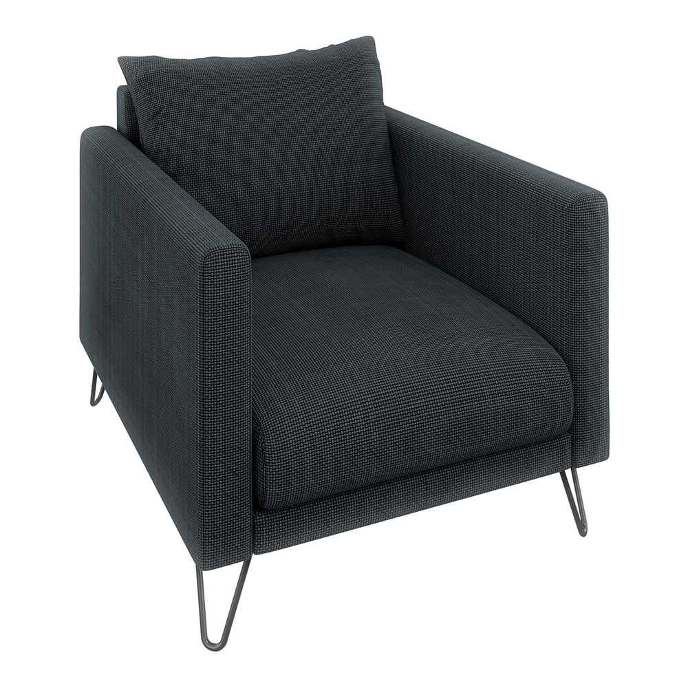 Sötétszürke zsenília fotel Freya – Ropez