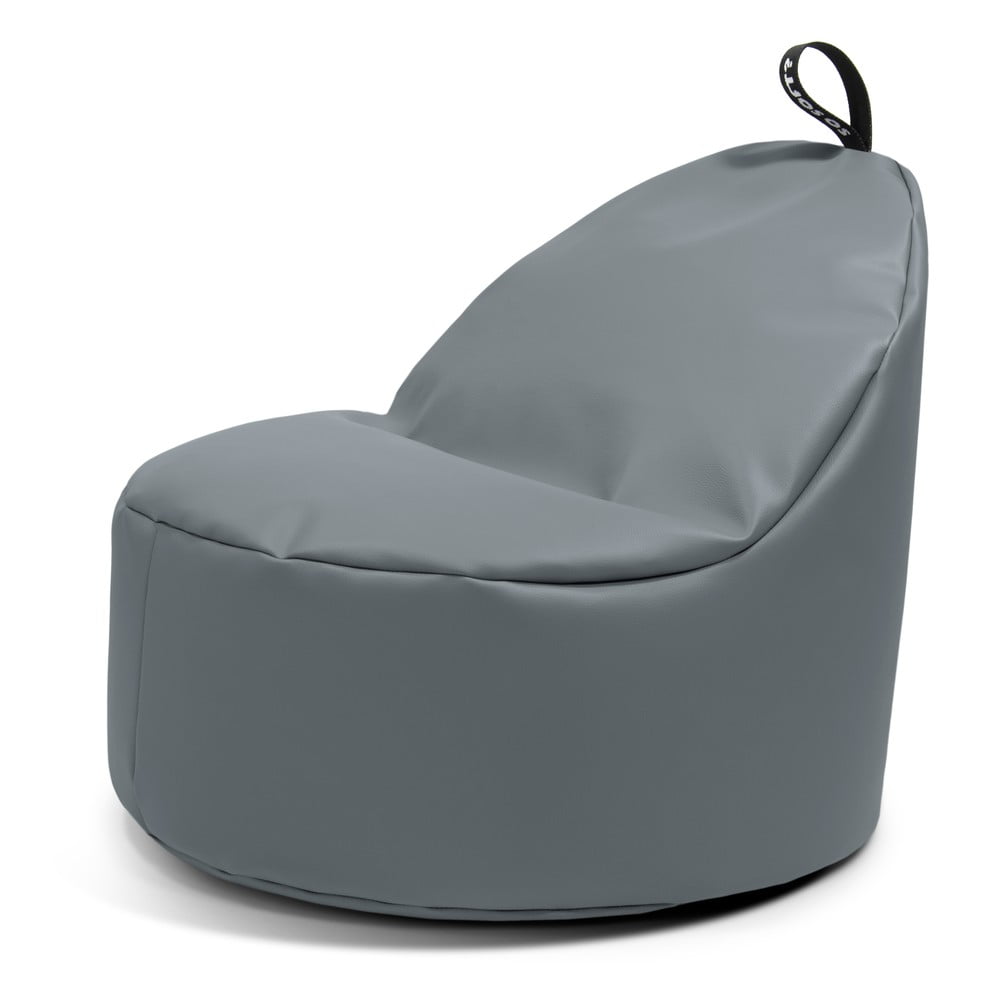 Szürke bőrutánzat babzsákfotel Round XL – So Soft?