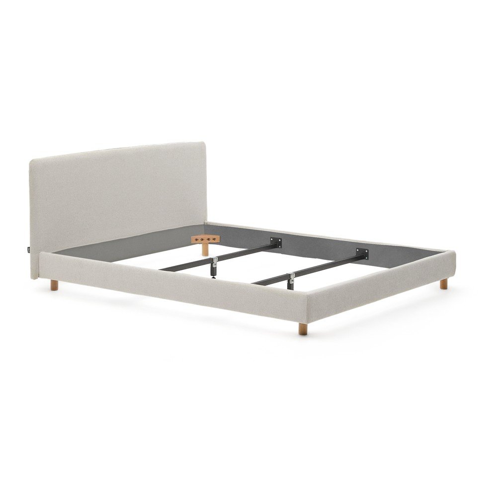 Szürke kárpitozott franciaágy ágyrács nélkül 160x200 cm Valma – Kave Home
