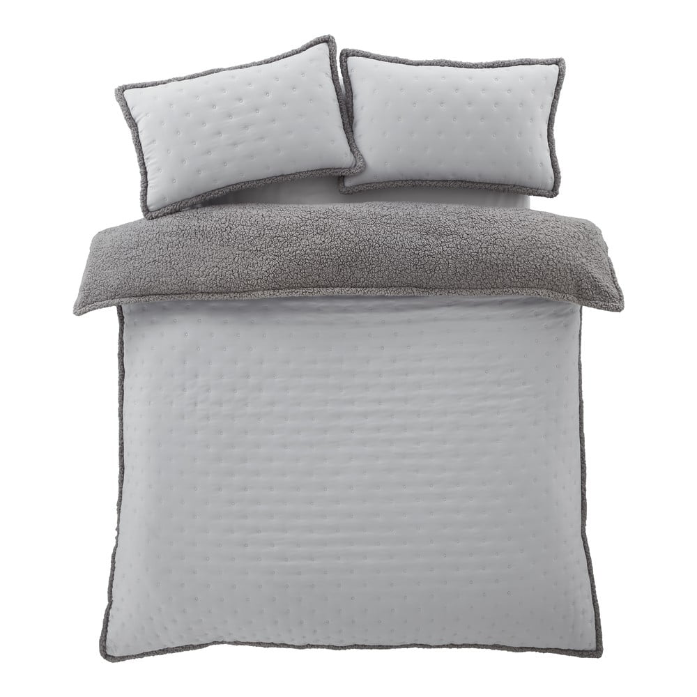 Szürke kétszemélyes sherpa ágyneműhuzat 200x200 cm Cosy Nori – Catherine Lansfield