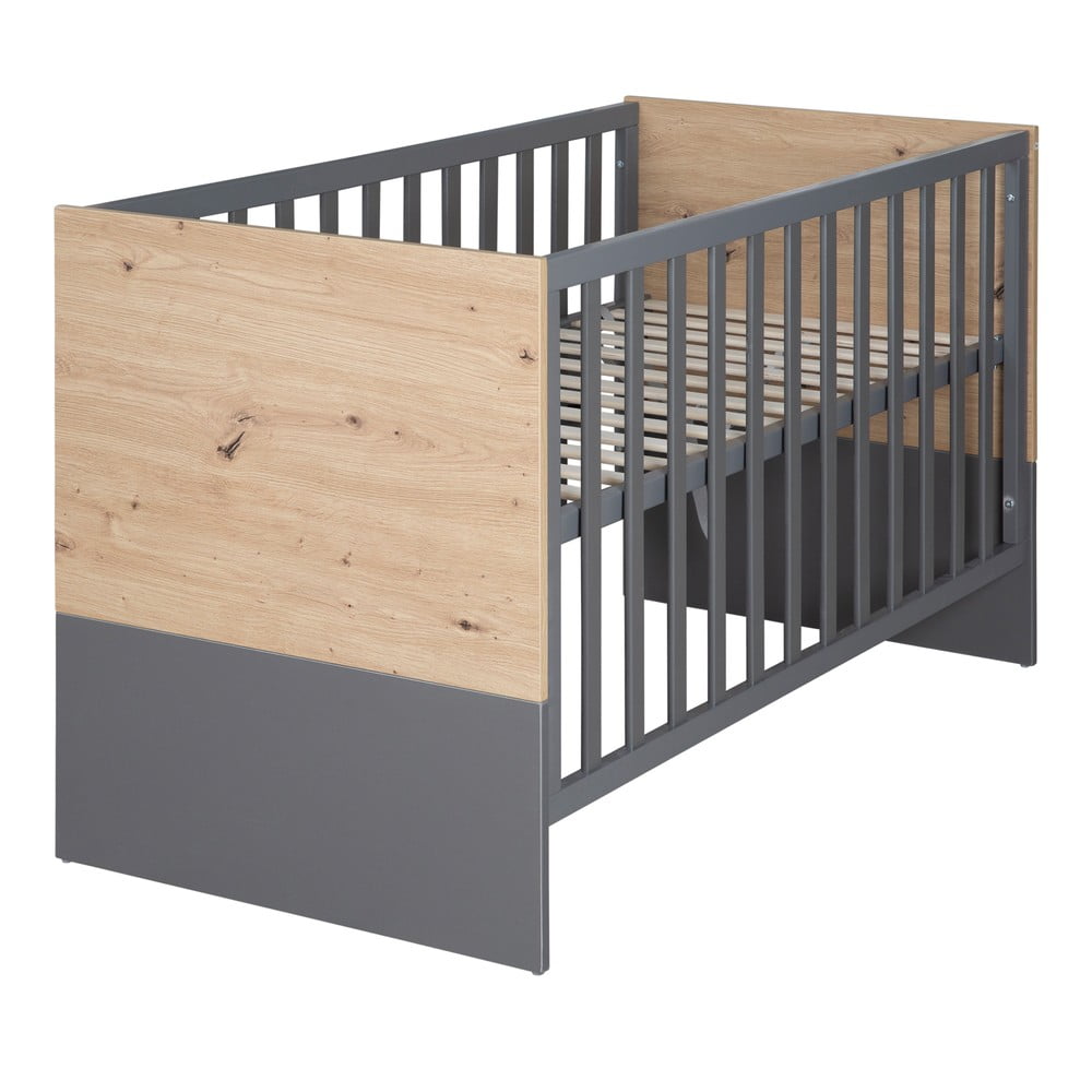 Szürke-natúr színű babaágy 60x120 cm Anna – Roba