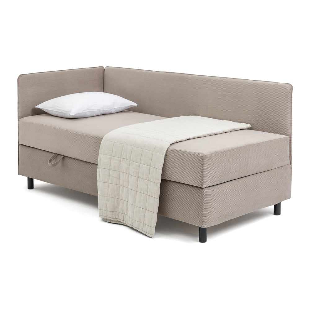 Szürkésbarna kárpitozott ágyneműtartós egyszemélyes ágy matraccal 120x200 cm Avela – Bonami Selection