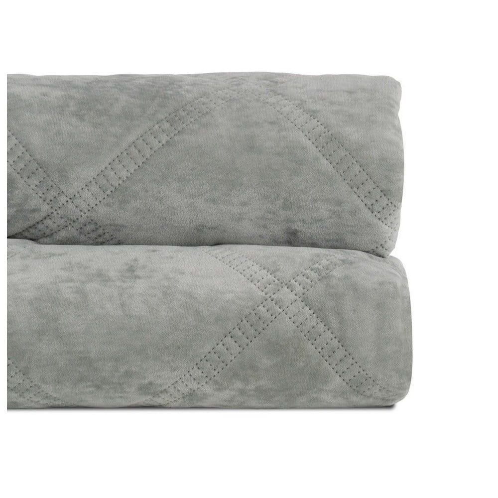 Szürkészöld bársony steppelt ágytakaró 230x260 cm – Ixia