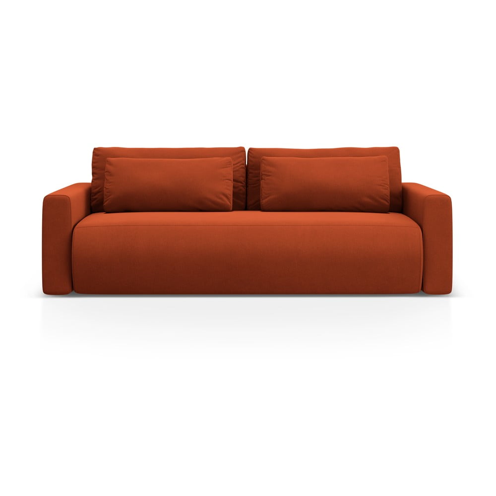 Téglavörös bársony kinyitható tárolóhelyes kanapé 238 cm Belfast – Cosmopolitan Design