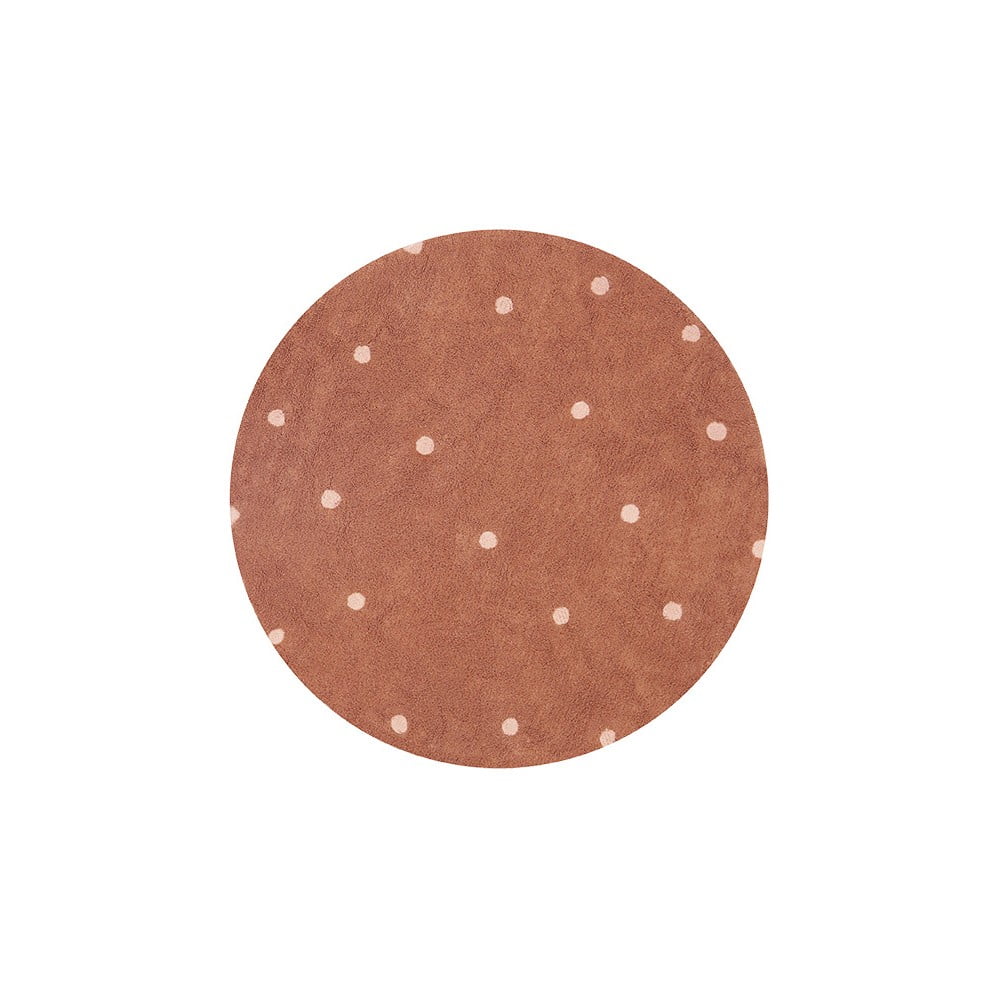 Téglavörös mosható kézi szövésű pamut gyerek szőnyeg ø140 cm Round Dot Chestnut – Lorena Canals