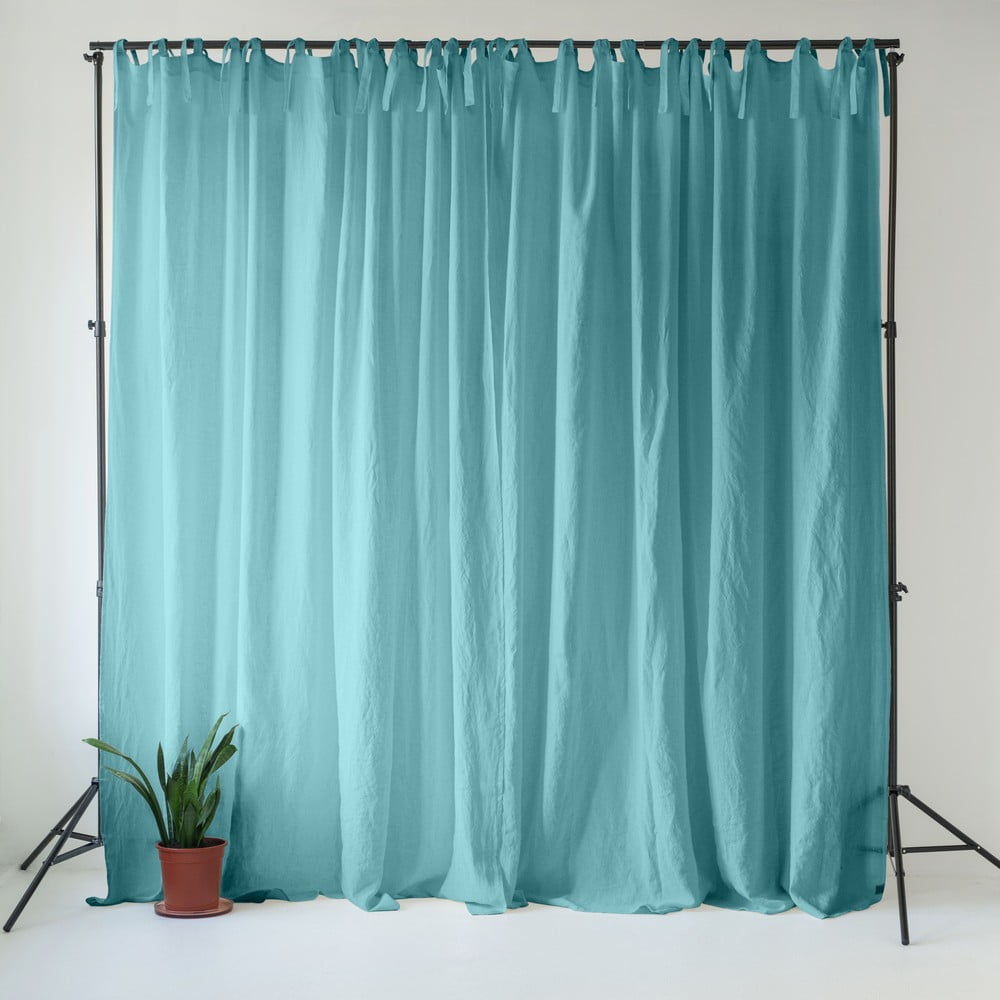 Türkiz len függöny 140x250 cm Coastal Blue – Linen Tales