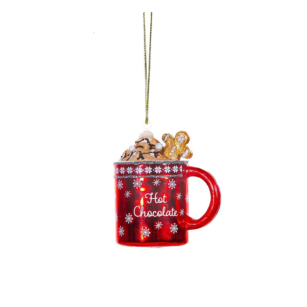 Üveg kézzel készített karácsonyfadísz 6 cm Hot Chocolate – Sass & Belle