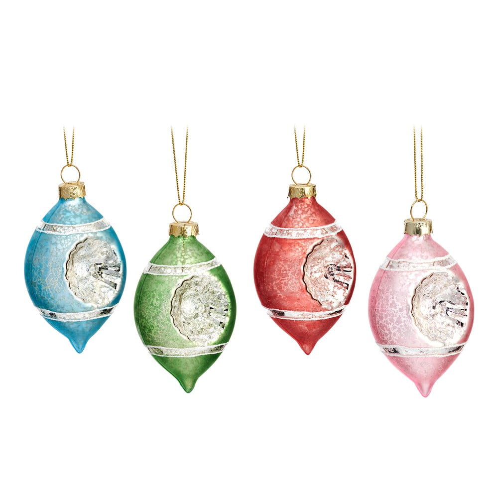 Üveg kézzel készített karácsonyfadísz készlet 4 db-os ø 5