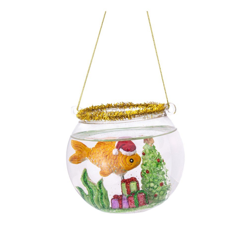 Üveg kézzel készített karácsonyfadísz ø 8 cm Fish Bowl – Sass & Belle