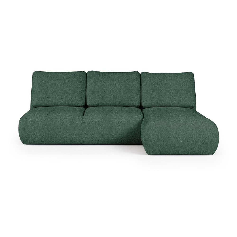 Zöld buklé sarokkanapé (jobb oldali-heverő résszel) Mirel – Rodier