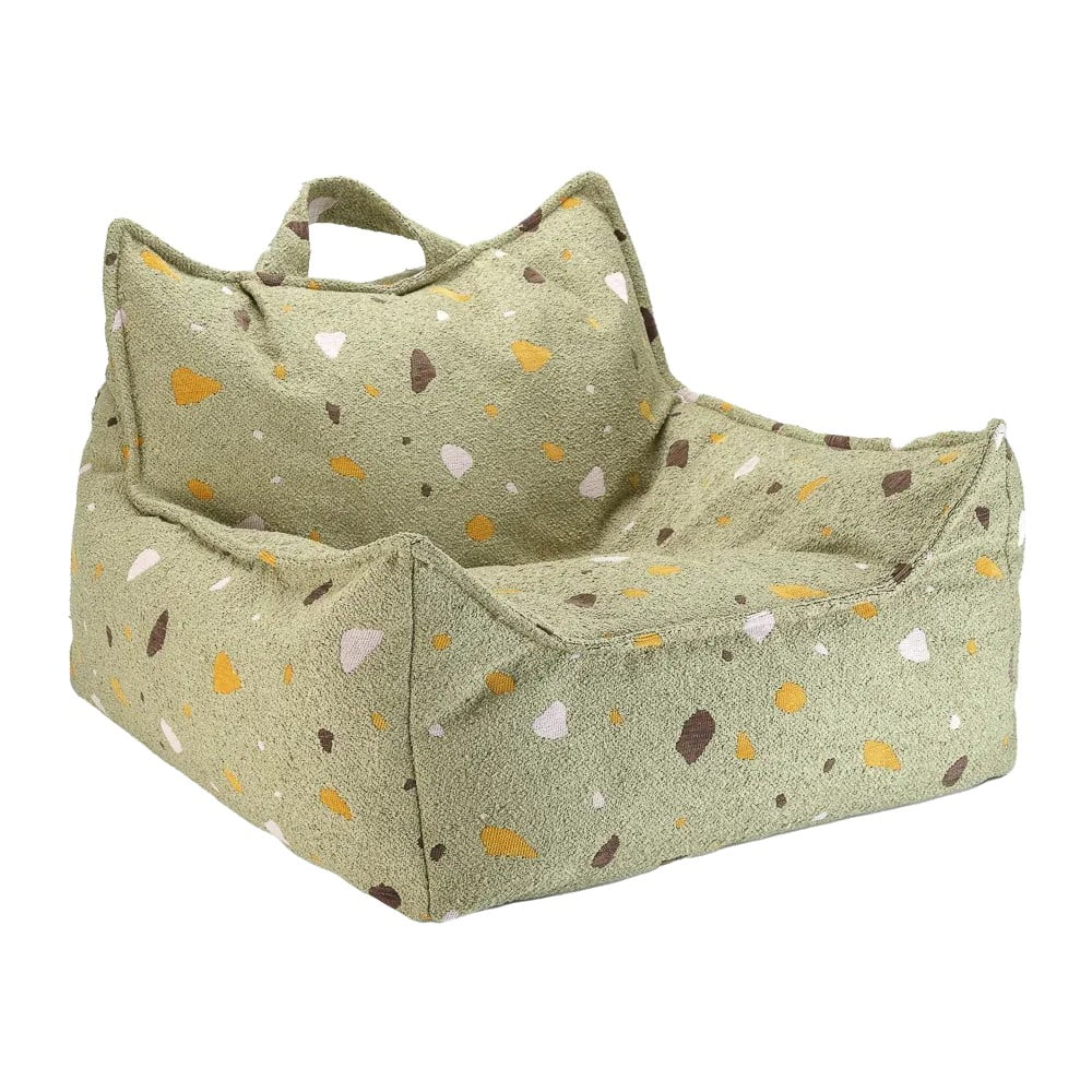 Zöld buklé-zsenília gyerek babzsákfotel Terrazzo Chair – Wigiwama